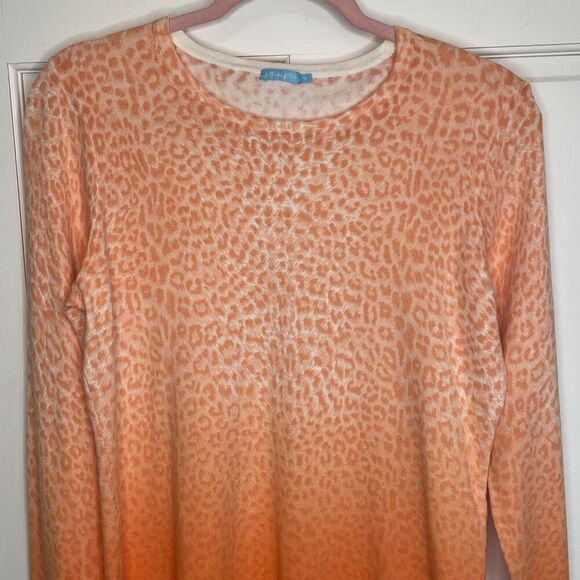 J. MCLAUGHLIN Women's Ombre Orange Leopard Sweater Size M Cotton Modal Blend - Picture 2 of 11